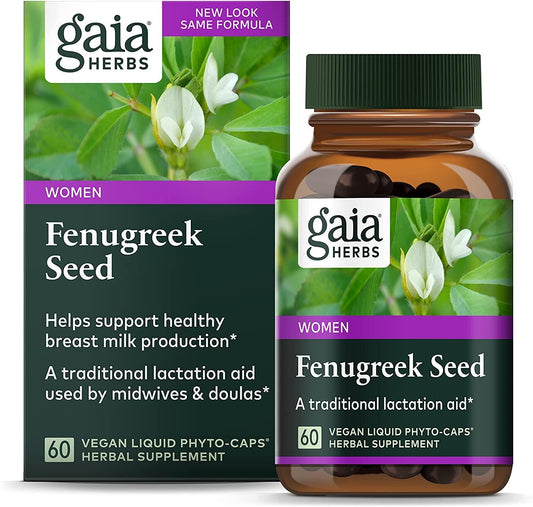 Gaia Herbs Fenugreek Seed, Vegan Liquid Capsules, 60 Count - Lactation Supplement with Organic Fenugreek to Optimize Breast Milk Production