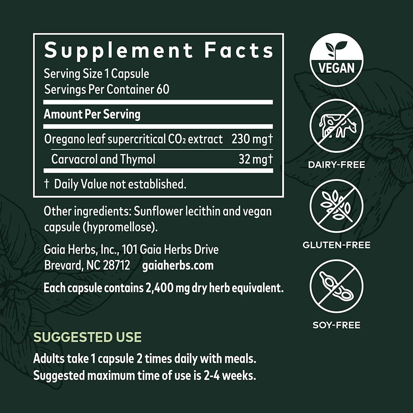Gaia Herbs Oil of Oregano - Immune and Antioxidant Support Supplement to Help Sustain Overall Well-Being - with Oregano Oil, Carvacrol, and Thymol - 60 Vegan Liquid Phyto-Capsules (30-Day Supply)