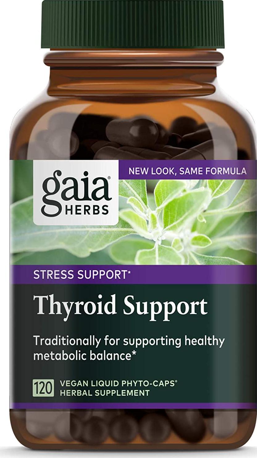 Gaia Herbs, Thyroid Support, Ashwaganda, Bladderwrack, Coleus, Kelp, Schisandra, Vegan Liquid Phyto Capsules, 120 Count