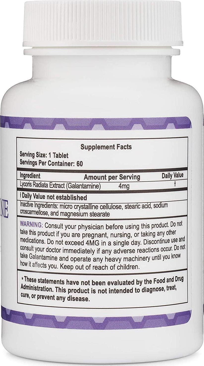Galantamine for Dream Recall and Lucid Dreaming- 4 Mg - 60 Tablets
