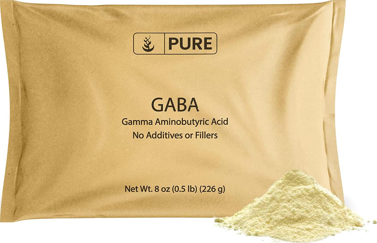 Gamma Aminobutyric Acid (GABA) Powder (8 oz, ¼ TSP per Serving) by Pure Organic Ingredients, Healthy Mood and Sleep Cycle*, Ease Stress and Relax*, Relieve PMS Symptoms*, Eco-Friendly Packaging