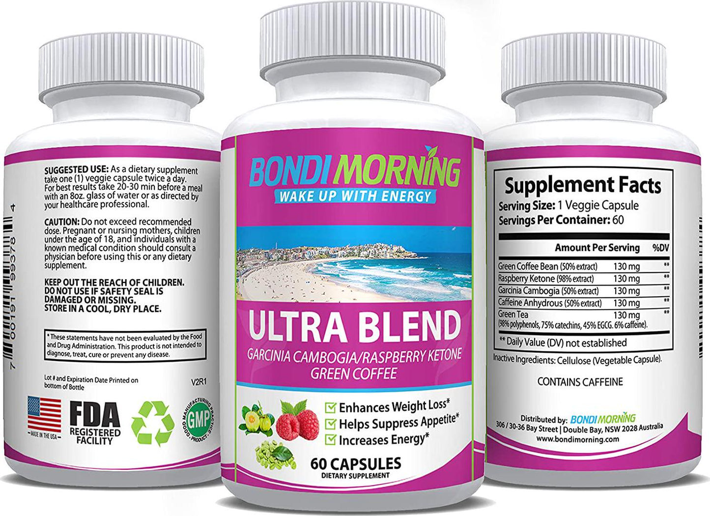 Garcinia Cambogia Blend Weight Loss Support Dietary Supplement 3-in-1 Blend Healthy and Natural Metabolism-Boosting Ingredients, Garcinia Cambogia, Raspberry Ketone and Green Coffee Beans 60 Capsules