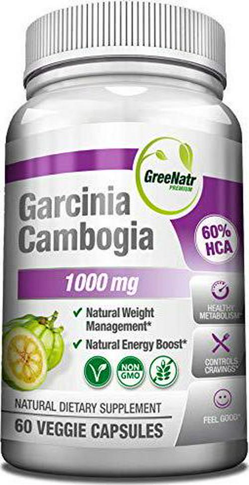 Garcinia Cambogia Extract 1000 mg, 100% Pure Natural HCA Extract with Naturally Occurring Potassium for Superior Absorption, Non GMO, Gluten Free, 60 Vegan Capsules - AS SEEN ON TV