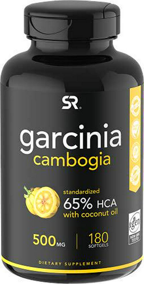 Garcinia Cambogia Extract (65% HCA) with Extra Virgin Organic Coconut Oil | Non-GMO, Soy and Gluten Free (180 Liquid softgels)