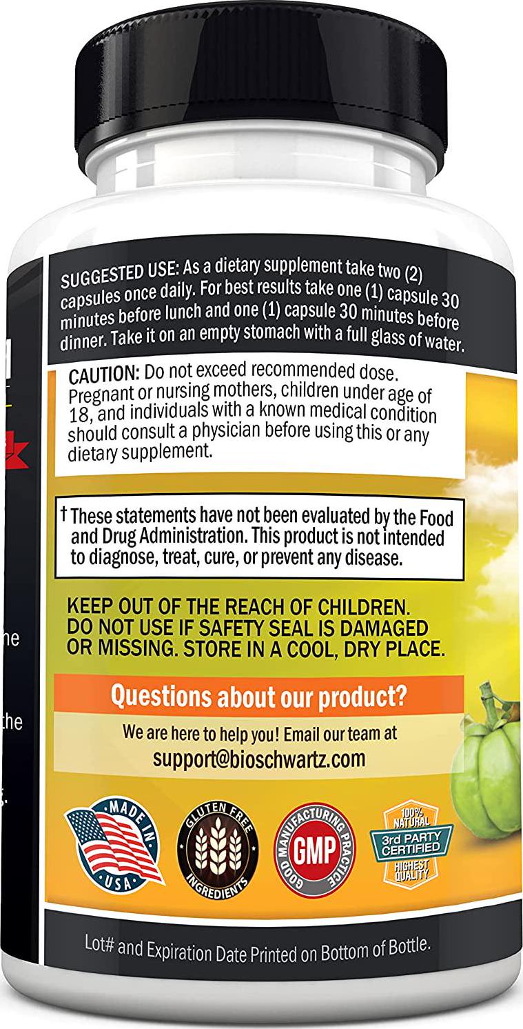 Garcinia Cambogia Weight Loss Pills - Fast Acting Appetite Suppressant and Fat Burner for Men and Women - 1600mg Natural Extract and 960mg HCA Diet Pill - Metabolism Booster and Carb Blocker Capsules - 60Ct