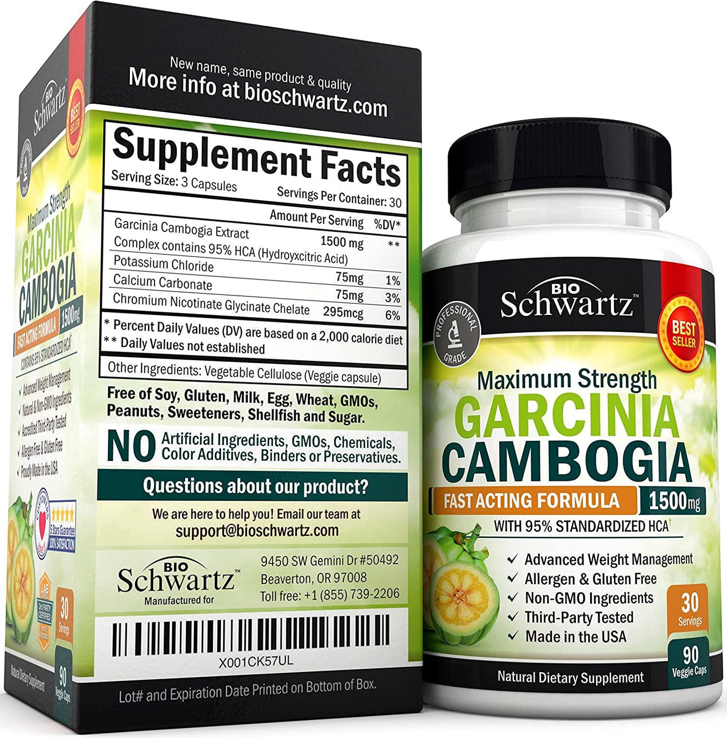 Garcinia Cambogia Weight Loss Pills - 1500mg 95% HCA Pure Extract - Fast Acting Appetite Suppressant - Fat Burner for Men Women to Help Lose Weight - Carb Blocker Metabolism Booster Diet Pill -90ct