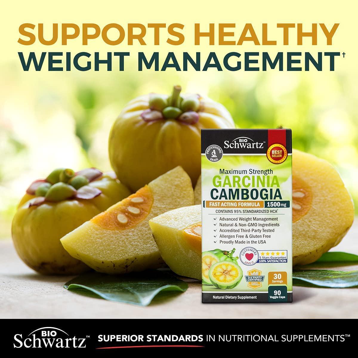 Garcinia Cambogia Weight Loss Pills - 1500mg 95% HCA Pure Extract - Fast Acting Appetite Suppressant - Fat Burner for Men Women to Help Lose Weight - Carb Blocker Metabolism Booster Diet Pill -90ct