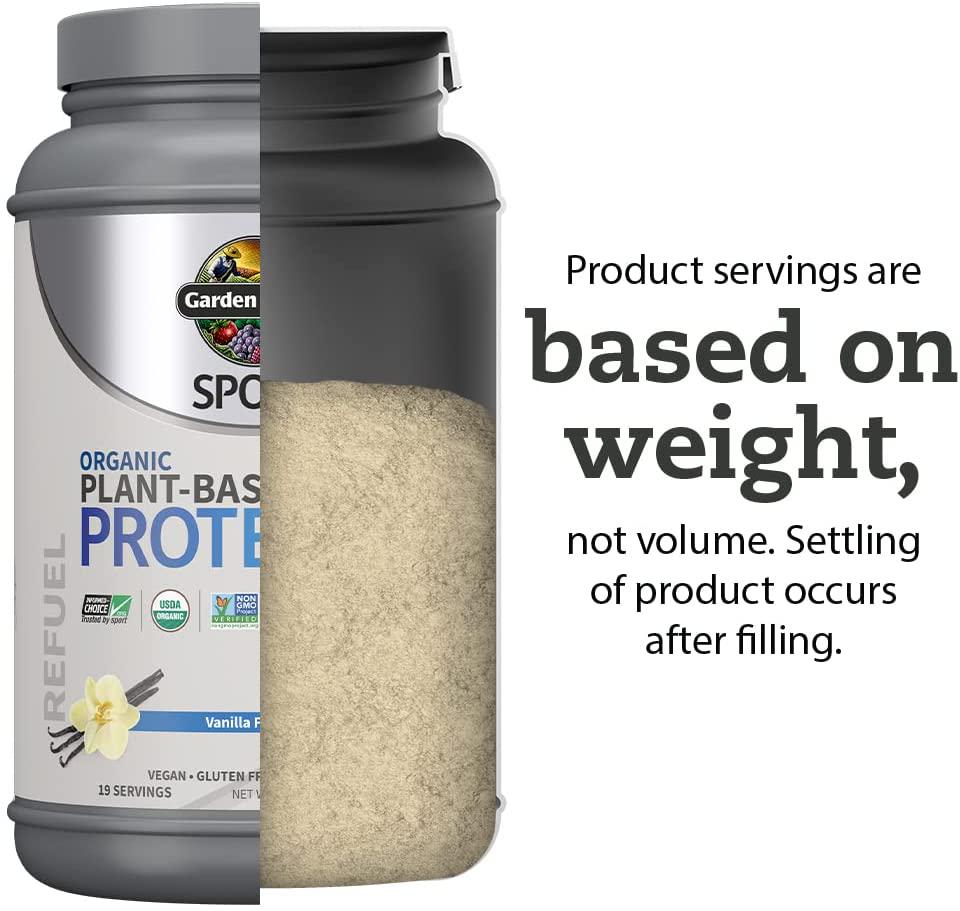 Garden Of Life Sport Organic Plant-Based Protein - BCAA Amino Acid Protein Powder, Vanilla 28.4oz (1lb 12oz / 806g) Powder