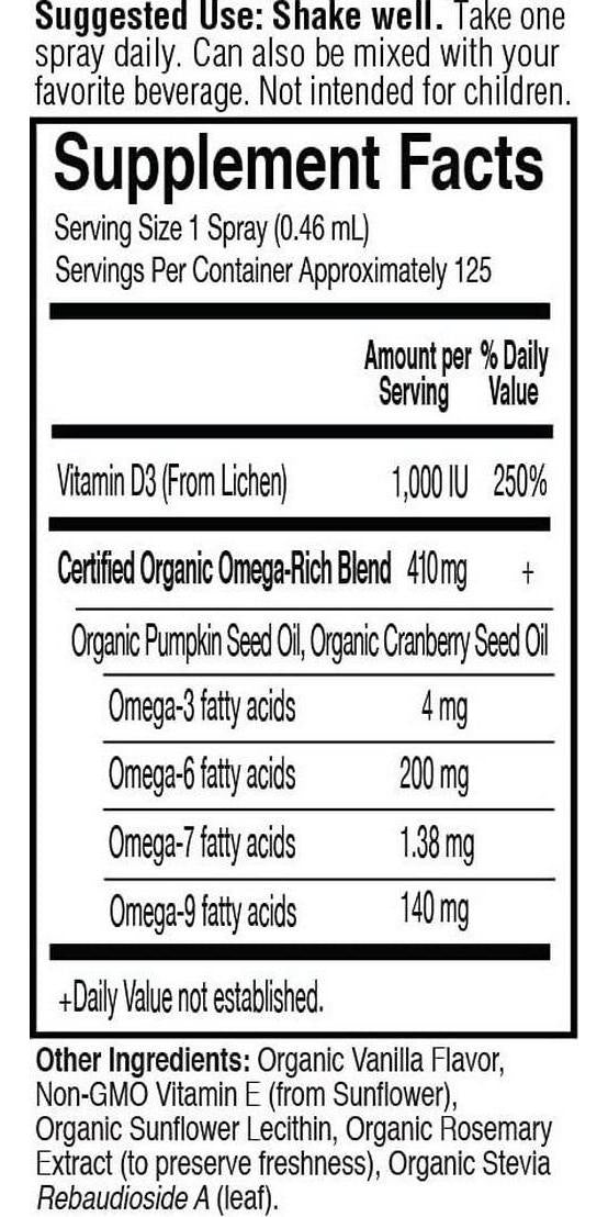 Garden of Life D3 Vitamin - mykind Organic Whole Food Vitamin D Supplement with Plant Omegas, Vegan, Vanilla, 2oz Liquid - Packaging May Vary
