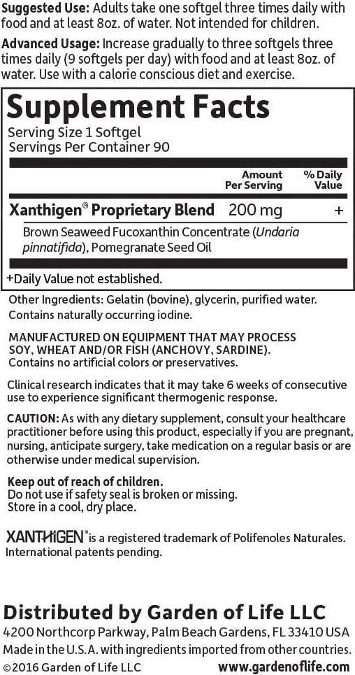 Garden of Life FucoThin Non-Stimulant Thermogenic Caps, 90 ct