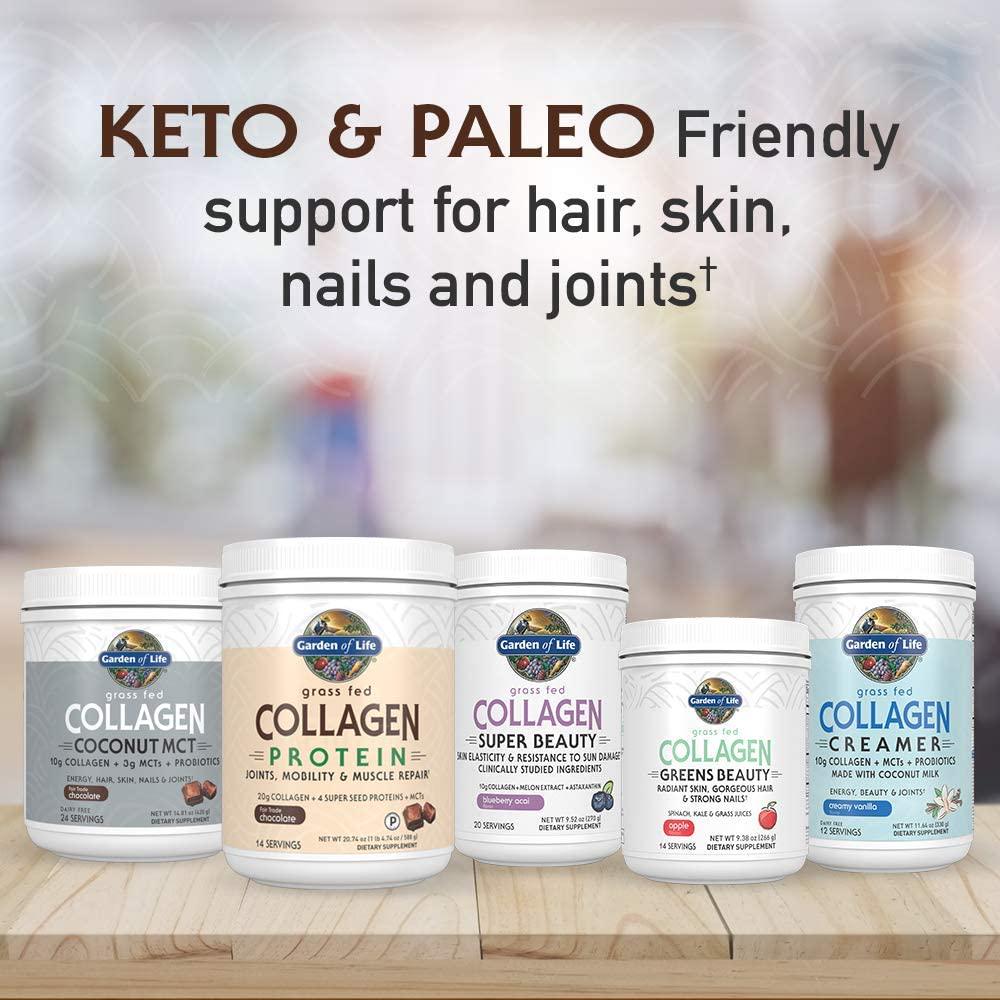 Garden of Life Grass Fed Collagen Protein Powder - Vanilla, 14 Servings, Collagen Powder for Joints Mobility Muscle Repair, Collagen Peptides, Super Seeds Coconut MCTs, Hydrolyzed Collagen Supplement