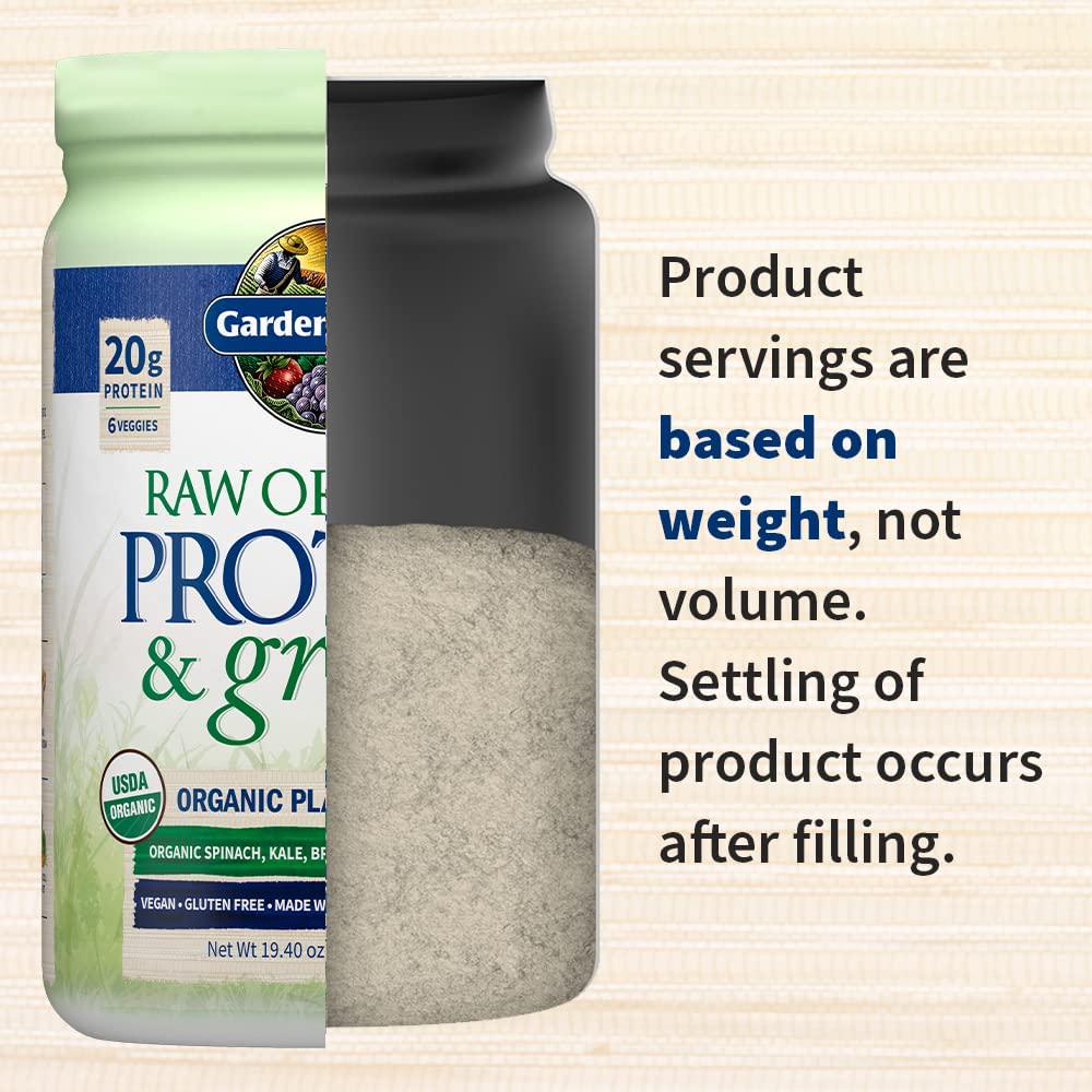 Garden of Life Greens and Protein Powder - Organic Raw Protein and Greens with Probiotics/Enzymes, Vegan, Gluten-Free, Vanilla, 19.3oz (1lb 3 oz/548g) Powder