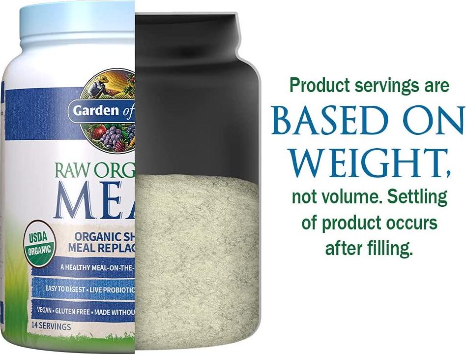 Garden of Life Meal Replacement - Organic Raw Plant Based Protein Powder, Vanilla, Vegan, Gluten-Free, 17.1 oz (484g) Powder