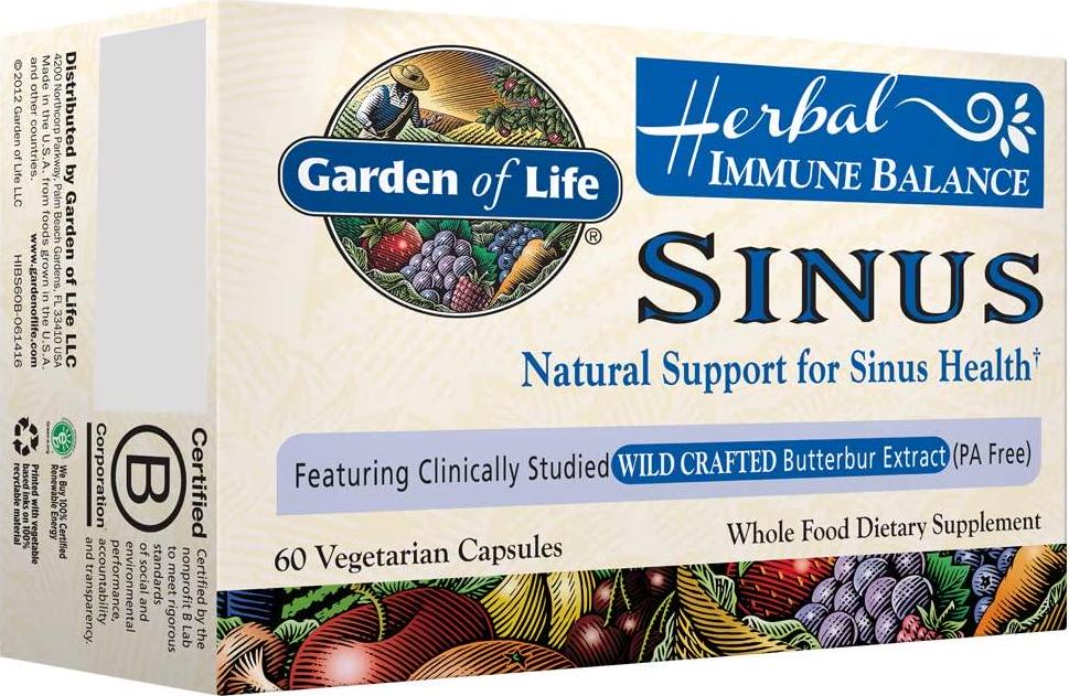 Garden of Life Natural Sinus Support - Herbal Immune Balance Sinus with Enzyme Blend, Vegetarian, 60 Capsule
