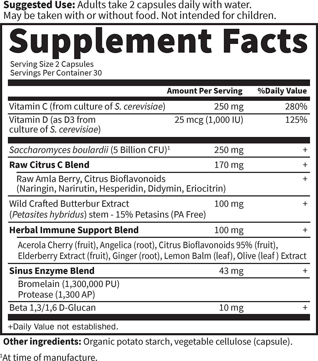 Garden of Life Natural Sinus Support - Herbal Immune Balance Sinus with Enzyme Blend, Vegetarian, 60 Capsule
