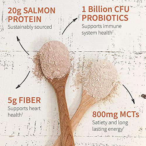 Garden of Life Norwegian Salmon and Vanilla Plant Based Protein with Pea and Fava Plus Immune Support with Probiotics for Digestion and Immunity Dr Formulated MD Non GMO, Carbon Neutral, 14 Servings