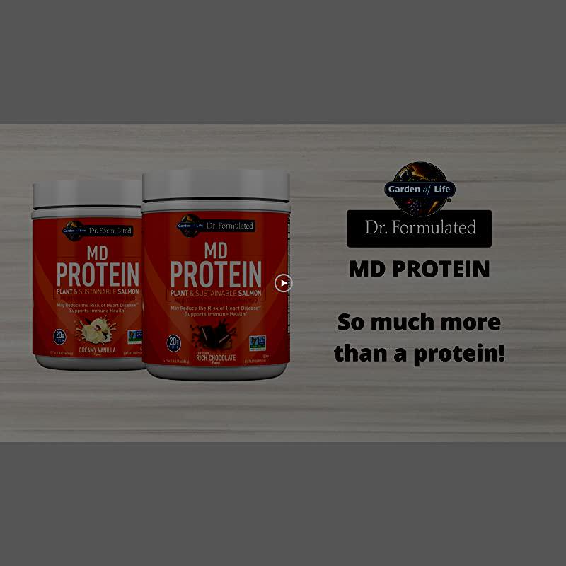 Garden of Life Norwegian Salmon and Vanilla Plant Based Protein with Pea and Fava Plus Immune Support with Probiotics for Digestion and Immunity Dr Formulated MD Non GMO, Carbon Neutral, 14 Servings