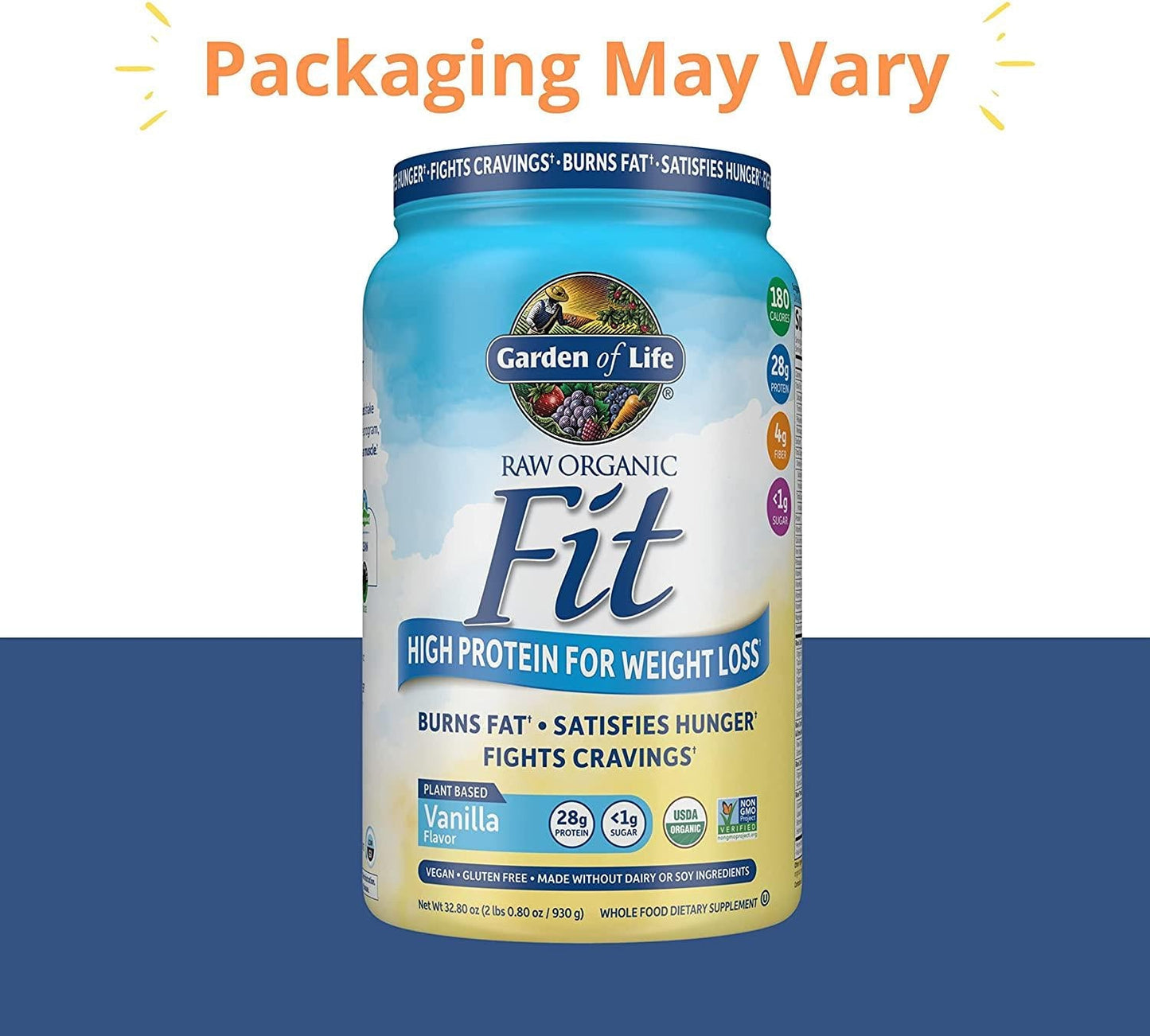 Garden of Life Organic Meal Replacement - Raw Organic Fit Vegan Nutritional Shake for Weight Loss, Vanilla, 32.2oz (2lbs / 913g) Powder