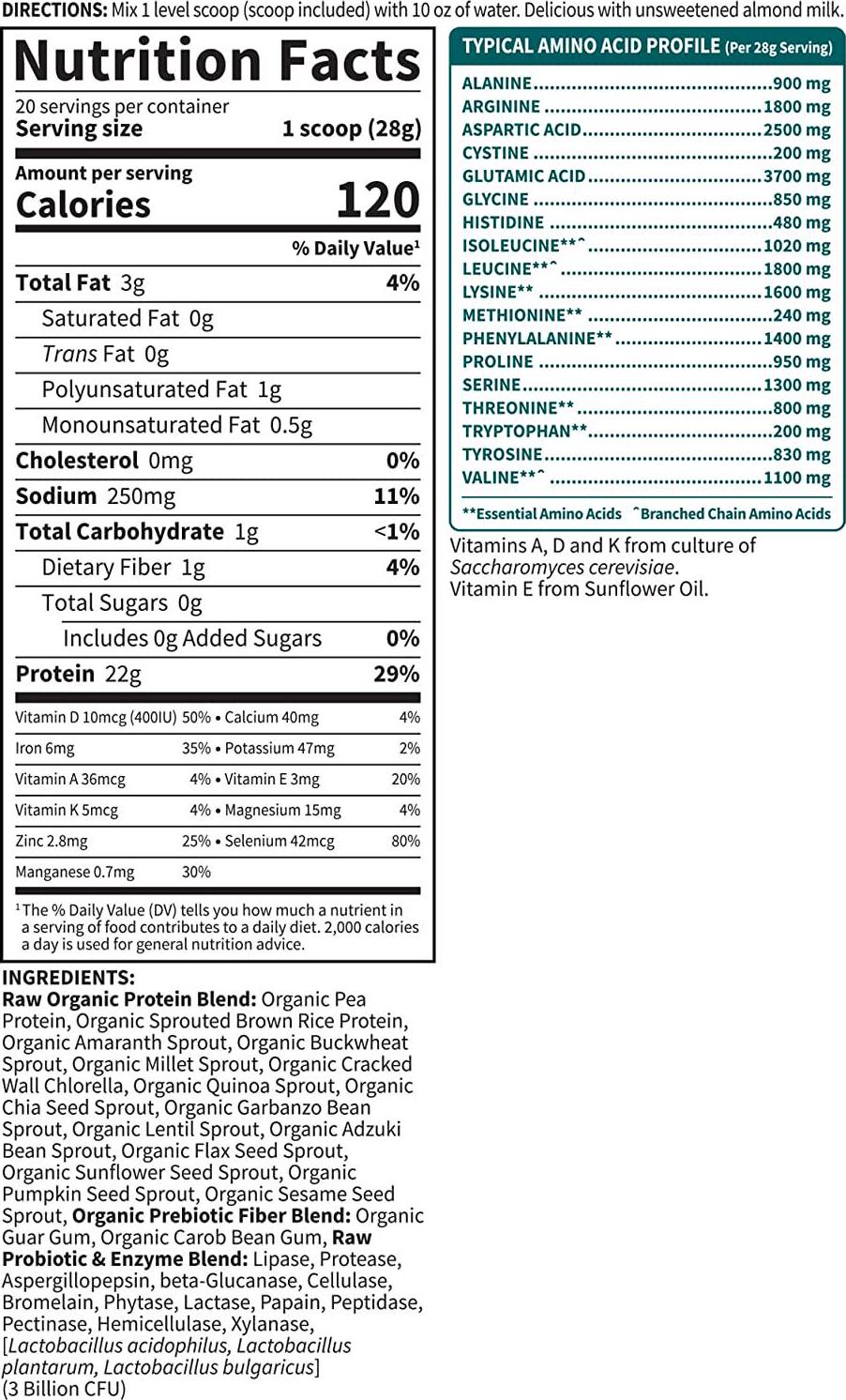 Garden of Life - RAW Organic Protein Unflavored - 20 oz.