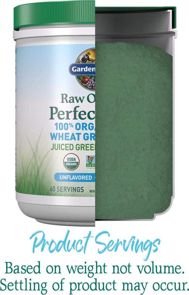 Garden of Life Raw 100% Organic Perfect Food USA Wheat Grass Juice - Green Superfood Powder, 60 Servings - Stevia and Gluten Free, Non-GMO, Vegan, Whole Food Dietary Supplement, 8.46 Oz