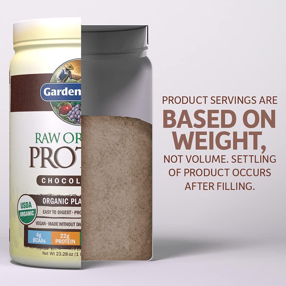Garden of Life Raw Organic Protein Chocolate Powder, 20 Servings *Packaging May Vary* Certified Vegan, Gluten Free, Organic, Non-GMO, Plant Based Sugar Free Protein Shake with Probiotics and Enzymes