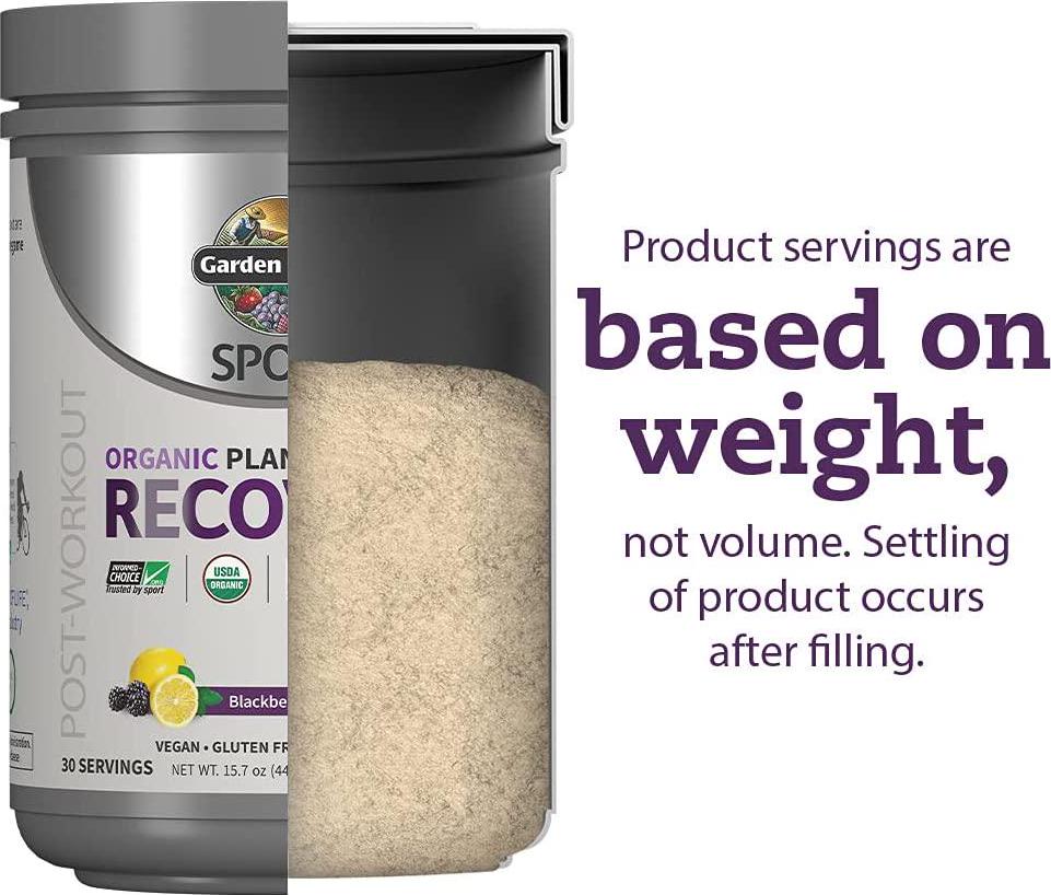 Garden of Life Sport Vegan Organic Plant Based Post Workout Muscle Recovery Powder for Men and Women - BlackBerry Lemonade 30 Servings, 100mg Magnesium, Antioxidants, Supplements, 15.7 Oz