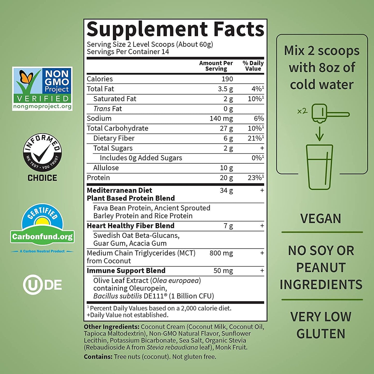 Garden of Life Vanilla Plant Based Protein Powder with Fava Bean, Sprouted Barley and Rice Plus Immune Support and Probiotics for Digestion Dr Formulated MD Non GMO, Carbon Neutral, 14 Servings