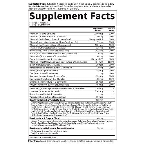 Garden of Life Vitamin Code Whole Food Multivitamin for Men - 240 Capsules, Vitamins for Men, Fruit Veggie Blend and Probiotics for Energy, Heart, Prostate Health, Vegetarian Mens Multivitamins