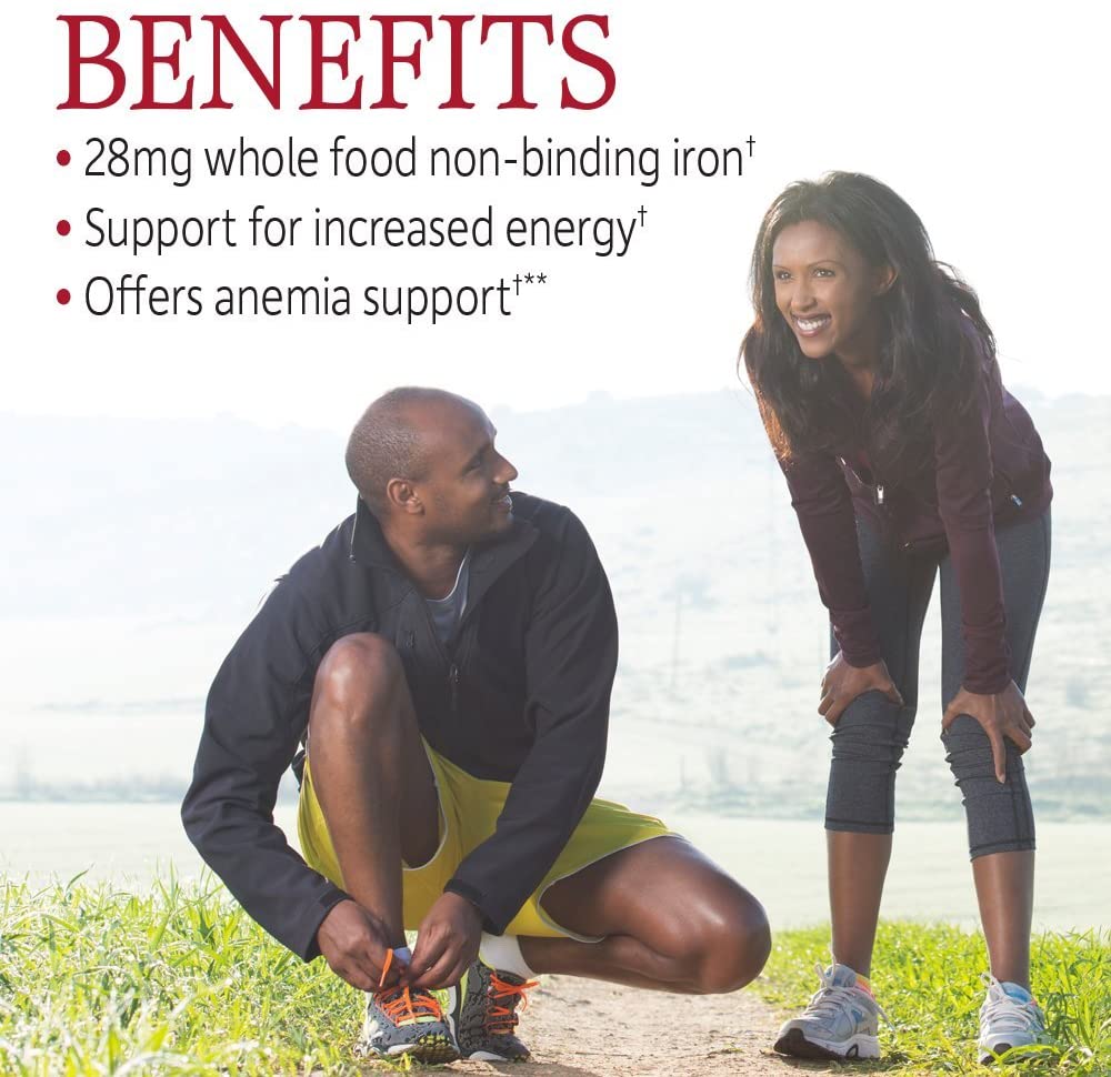 Garden of Life Vitamin Code Iron Supplement, Healthy Blood - 60 Vegan Capsules, 28g Iron, Vitamins B, C, Trace Minerals, Fruit Veggies, Probiotics - Iron Supplements for Women Energy, Anemia Support