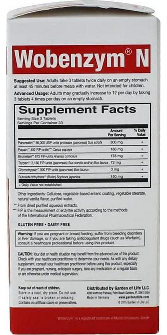 Garden of Life Wobenzym N Wobenzym N 100 Tab