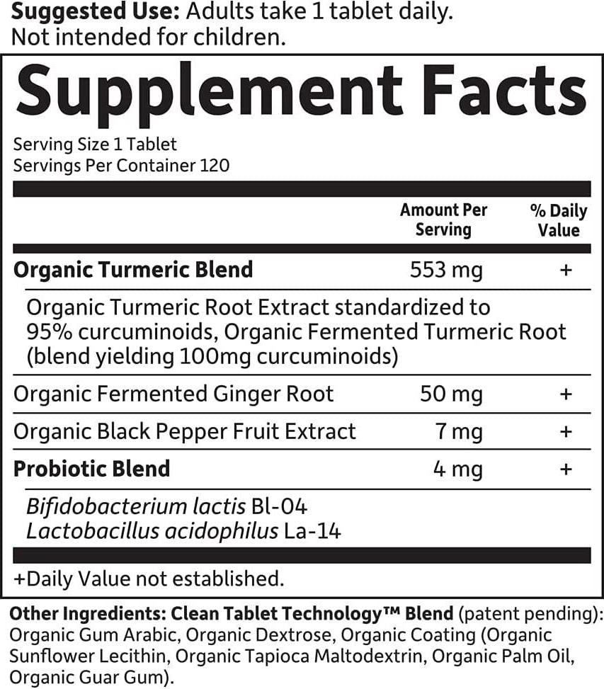 Garden of Life mykind Organics Extra Strength Turmeric Inflammatory Response 120 Tablets-100mg Curcumin (95% Curcuminoids) Black Pepper, Probiotics, Organic Non-GMO Vegan Gluten Free Herbal Supplemen