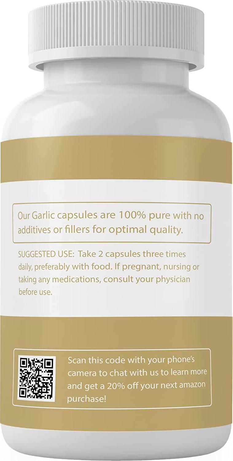Garlic Capsules (100 Capsules, 800 mg/Serving) by Pure Organic Ingredients, Blood Pressure Health, Pure Aged Garlic, Garlic Bulb, Allium Sativum, Satisfaction Guarantee