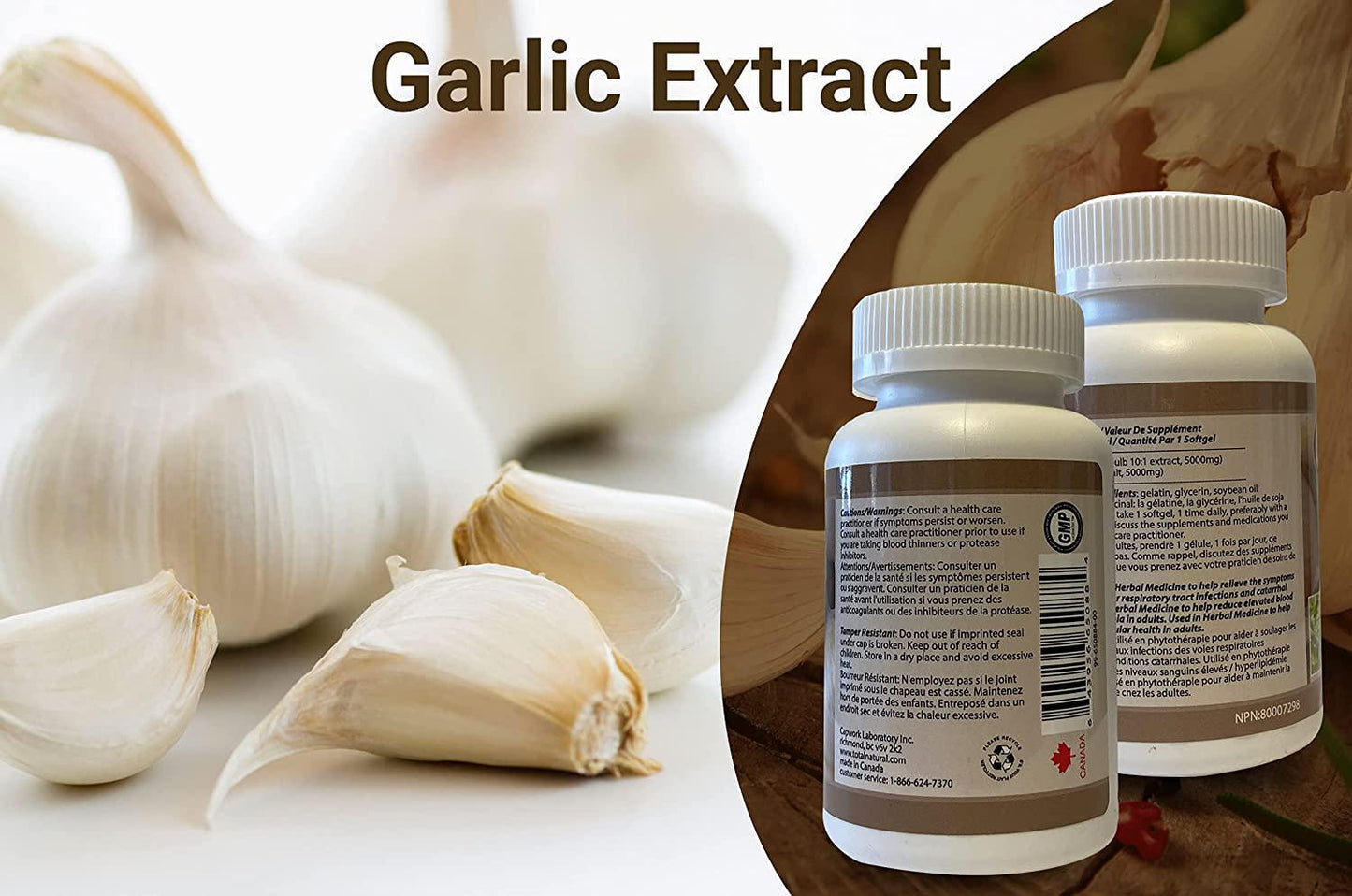 Garlic Extract 5000mg 200 Count Bottle of Softgels [1 Bottle] by Total Natural, Safe and Natural Cardiovascular Health Supplement for Men and Women, GMP Premium Ingredients