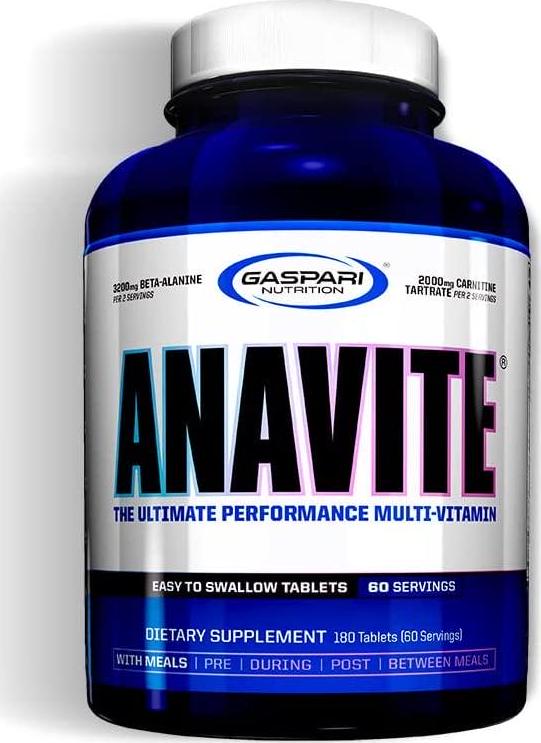 Gaspari Anavite, The Best Multivitamin for Men and Women with Beta-Alanine and L-Carnitine, Sports Nutrition Multi-Vitamin for Better Post Workout Recovery and Nitric Oxide Production, 180 Tabs