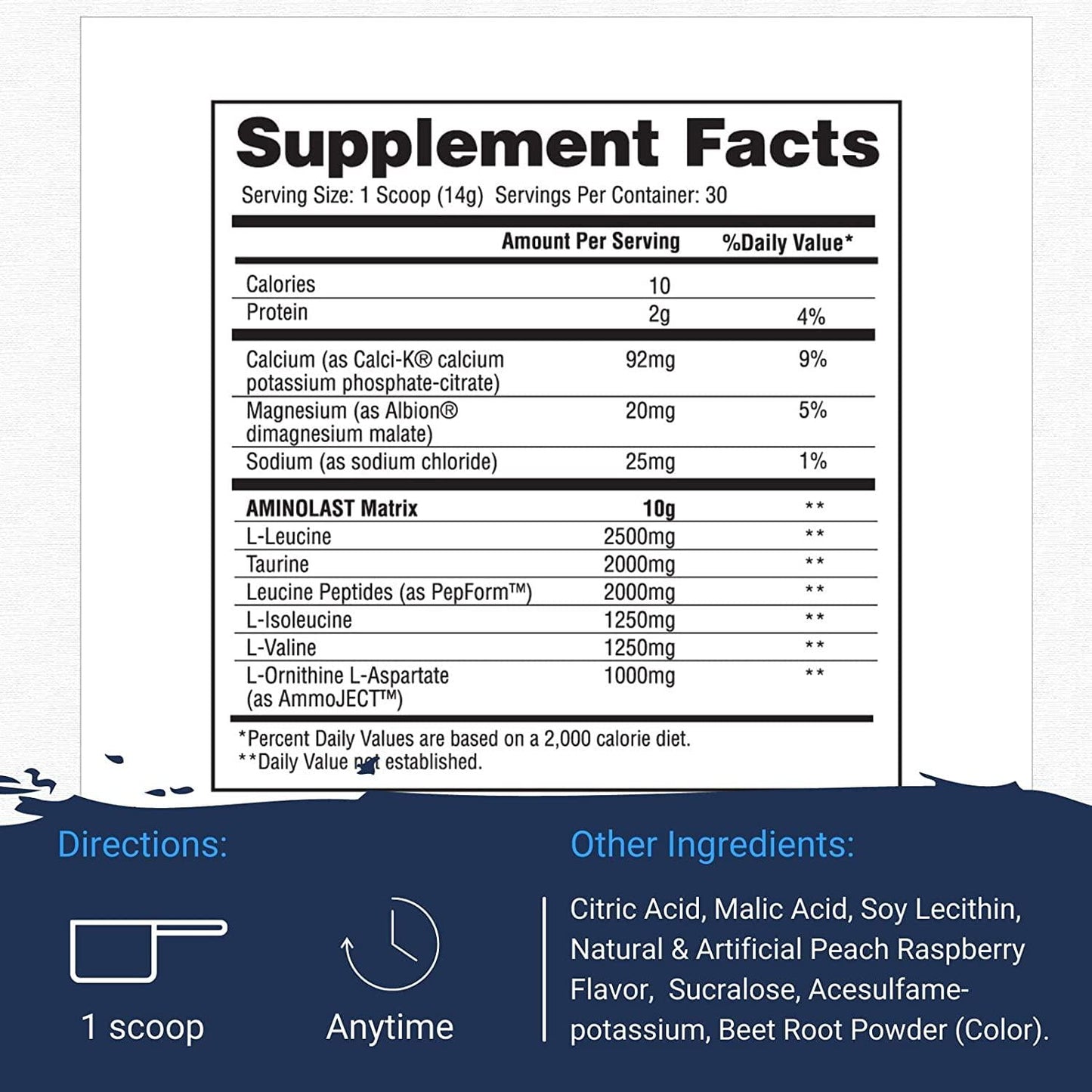 Gaspari Nutrition Amino Last, Muscle Recovery and Endurance Powder, BCAA, Peach Raspberry, 30 Serving