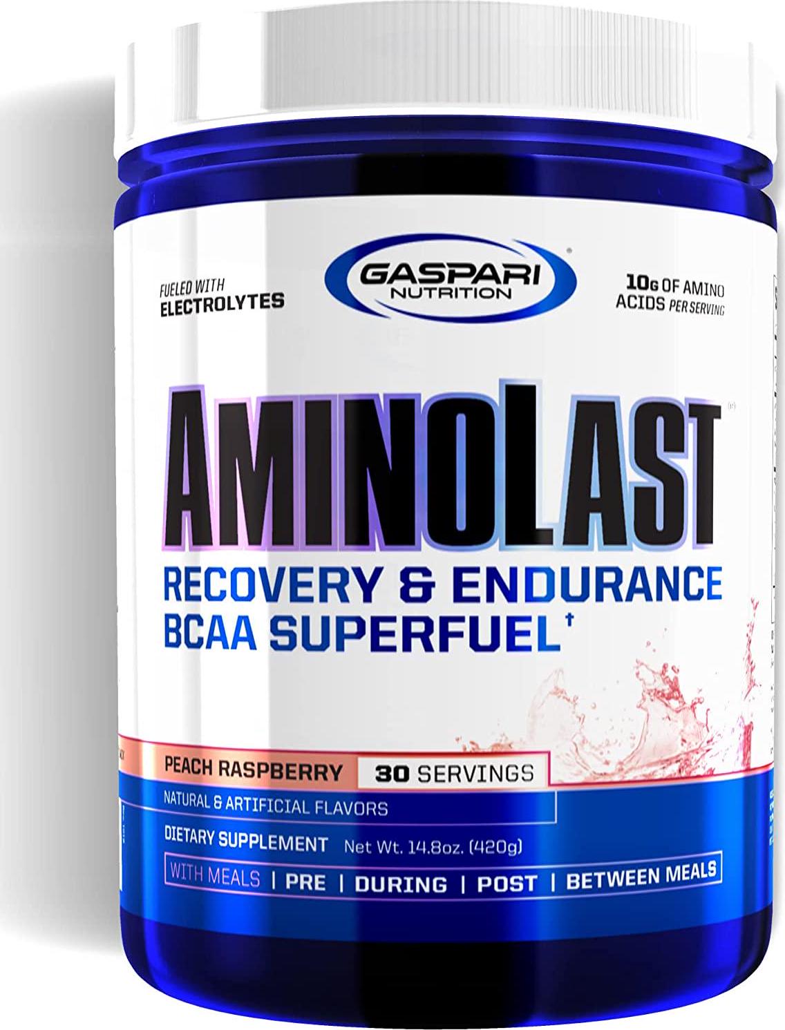 Gaspari Nutrition Amino Last, Muscle Recovery and Endurance Powder, BCAA, Peach Raspberry, 30 Serving