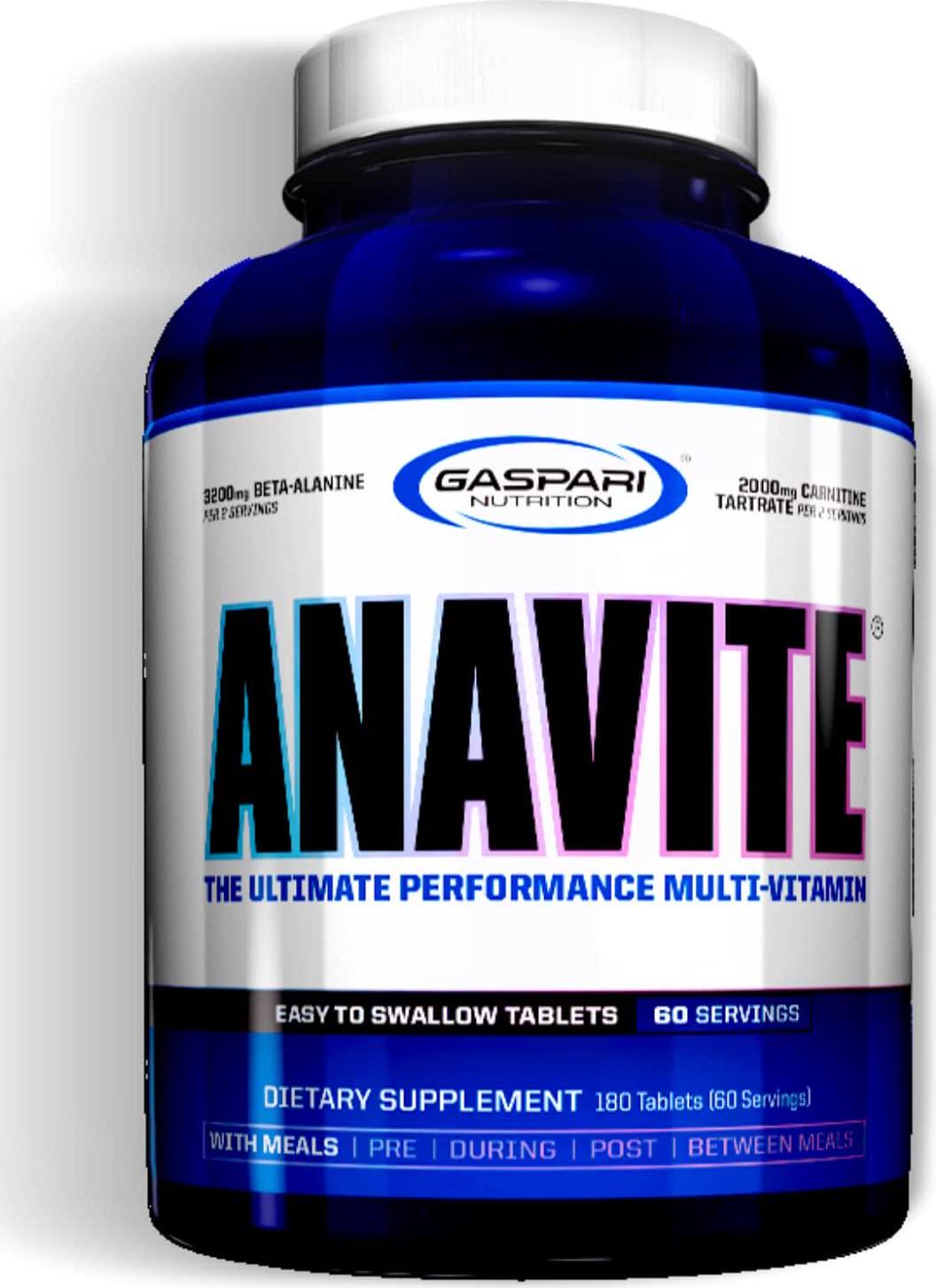 Gaspari Nutrition Anavite - Sports Multi-Vitamin with Amino Acids, Beta-Alanine and L-Carnitine, Enhanced Performance and Recovery, 180 Tablets
