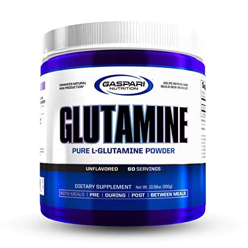 Gaspari Nutrition, Glutamine, Pure L-Glutamine Powder, Perfect Pre Workout, Post Workout and Recovery, Micronized Glutamine Powder (60 Servings, Unflavored)