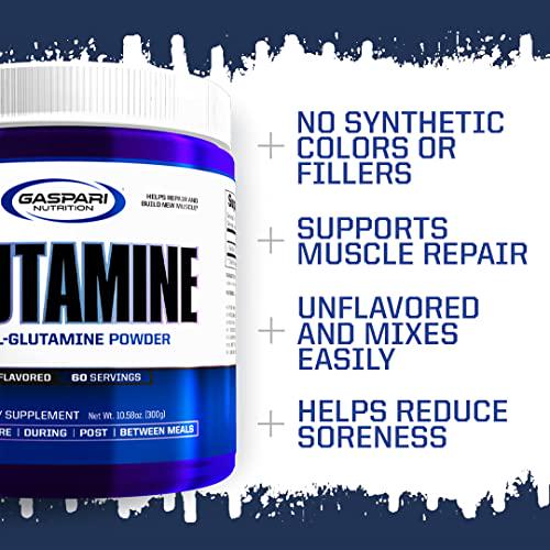 Gaspari Nutrition, Glutamine, Pure L-Glutamine Powder, Perfect Pre Workout, Post Workout and Recovery, Micronized Glutamine Powder (60 Servings, Unflavored)