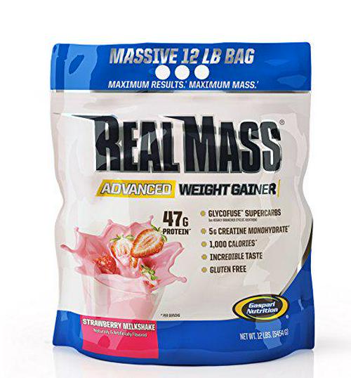 Gaspari Nutrition Real Mass Advanced Weight Gainer, Strawberry Milkshake, 12 Pound