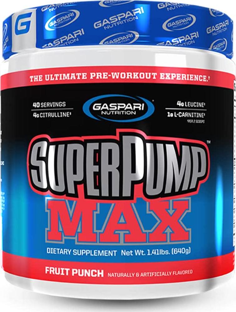 Gaspari Nutrition SuperPump MAX, The Ultimate Pre Workout Powder, Sustained Energy Preworkout, Nitric Oxide Booster, Muscle Growth, Recovery and Replenishes Electrolytes (40 Serving, Fruit Punch)