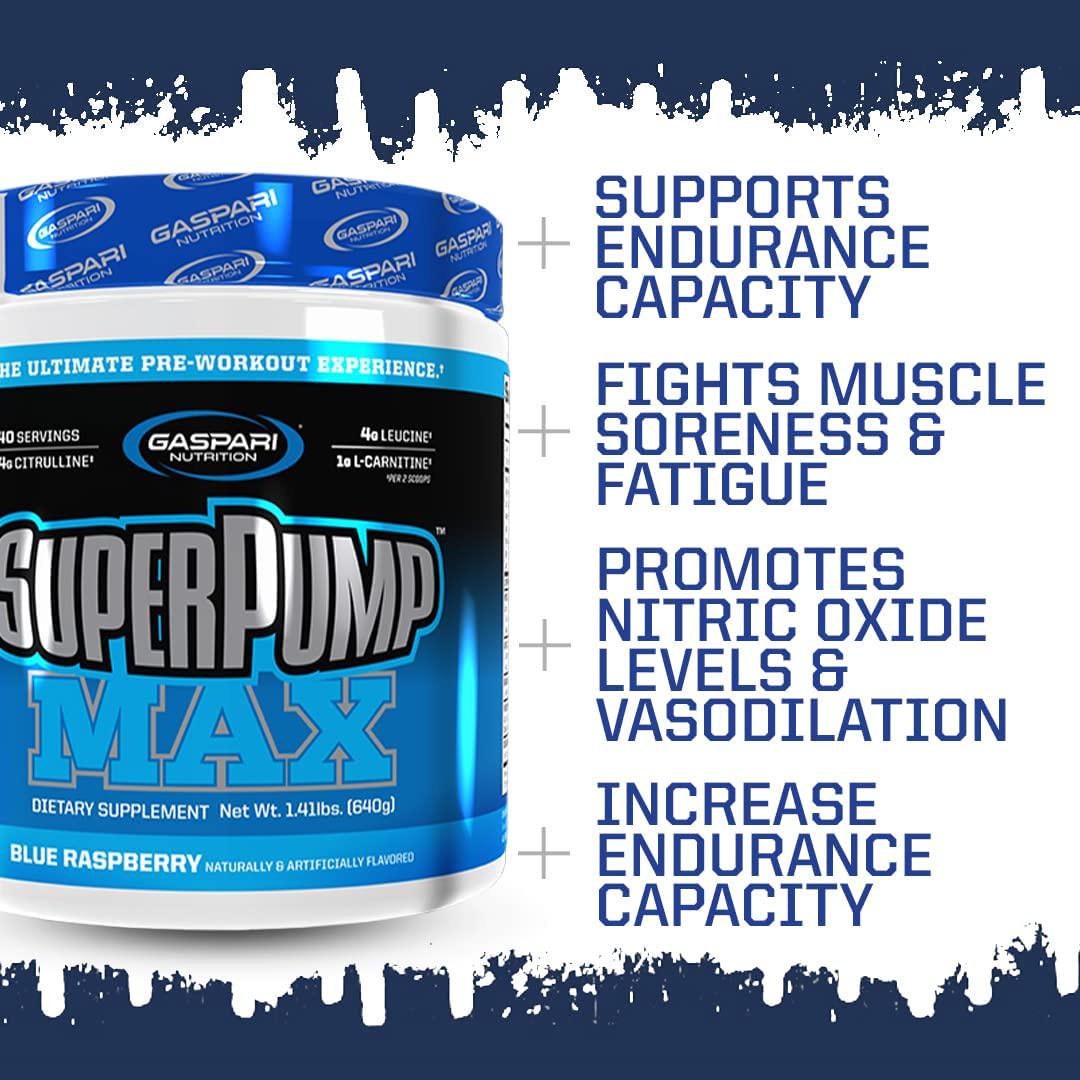 Gaspari Nutrition SuperPump MAX, The Ultimate Pre Workout Powder, Sustained Energy Preworkout, Nitric Oxide Booster, Muscle Growth, Recovery and Replenishes Electrolytes (40 Serving, Fruit Punch)