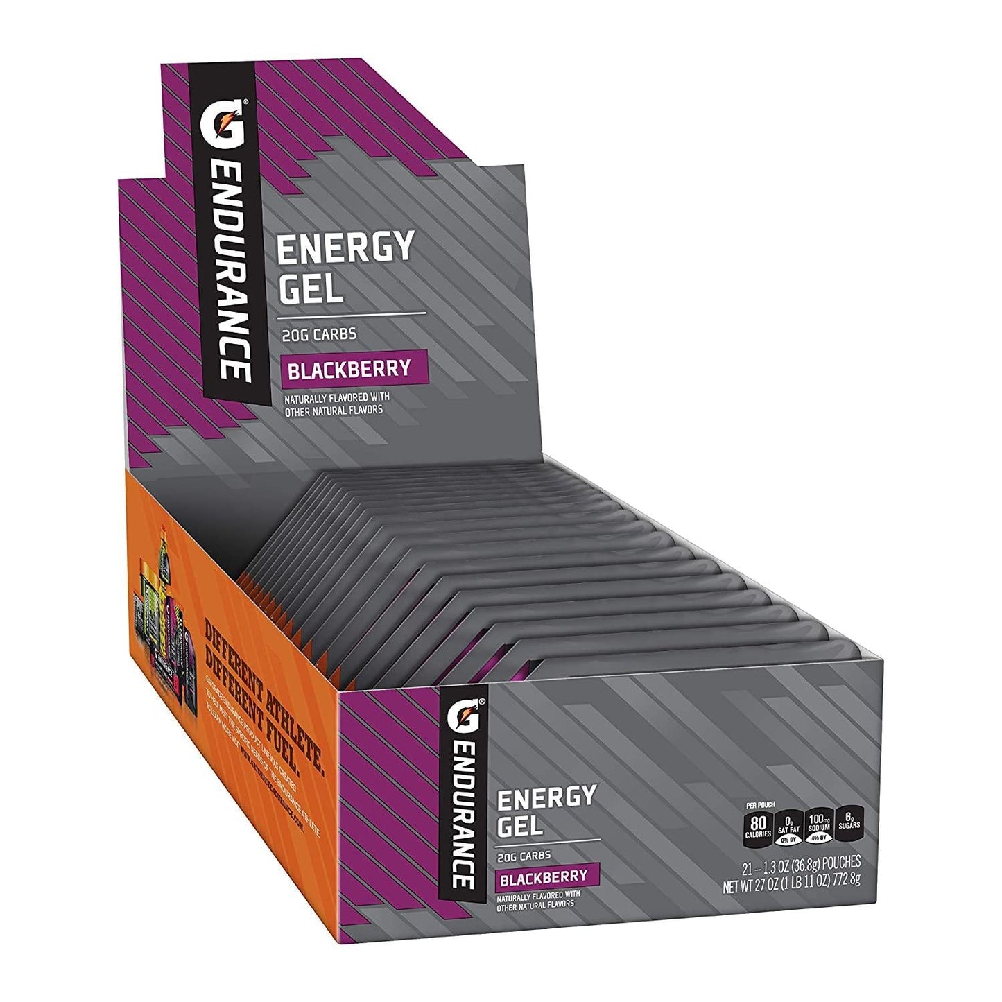 Gatorade 128542 Endurance Energy Gel, Blackberry, 21 Pack, 1.3 oz Pouches