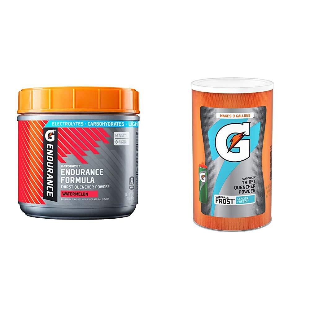 Gatorade Endurance Formula Powder, Watermelon, 32 Ounce and Thirst Quencher Powder, Frost Glacier Freeze, 76.5 Ounce, Pack of 1