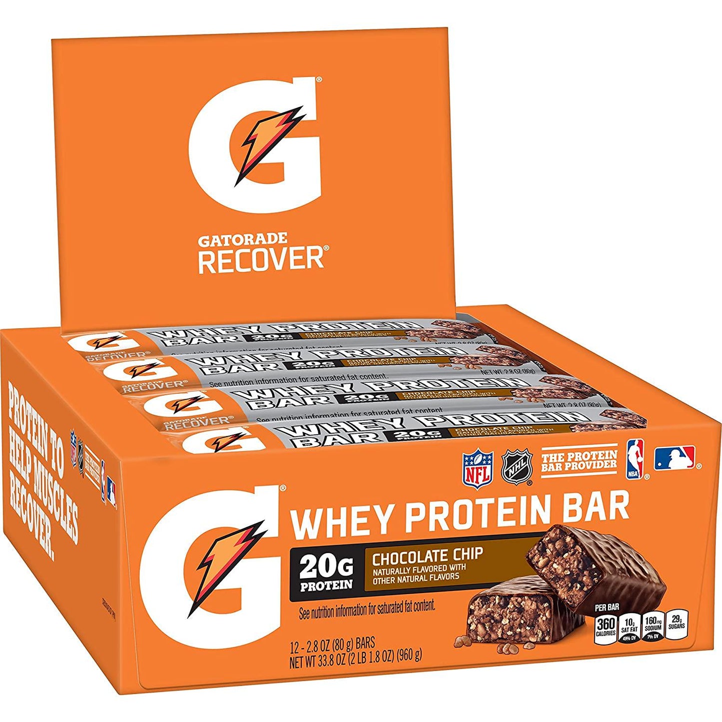 Gatorade Whey Protein Recover Bars, Chocolate Chip, 2.8 ounce bars (12 Count) and Classic Thirst Quencher, Variety Pack, 12 Ounce Bottles (Pack of 24)