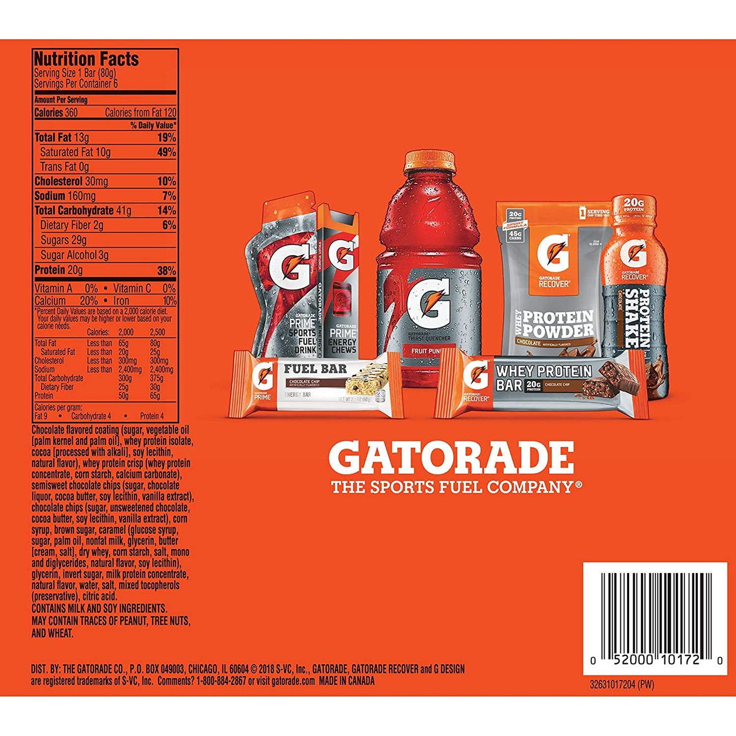 Gatorade Whey Protein Recover Bars, Chocolate Chip, 2.8 ounce bars (12 Count) and Classic Thirst Quencher, Variety Pack, 12 Ounce Bottles (Pack of 24)