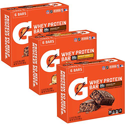 Gatorade Whey Protein Bars, Variety Pack, 2.8 oz bars (Pack of 18) and Whey Protein Recover Bars, S'mores, 2.8 ounce bars (12 Pack)