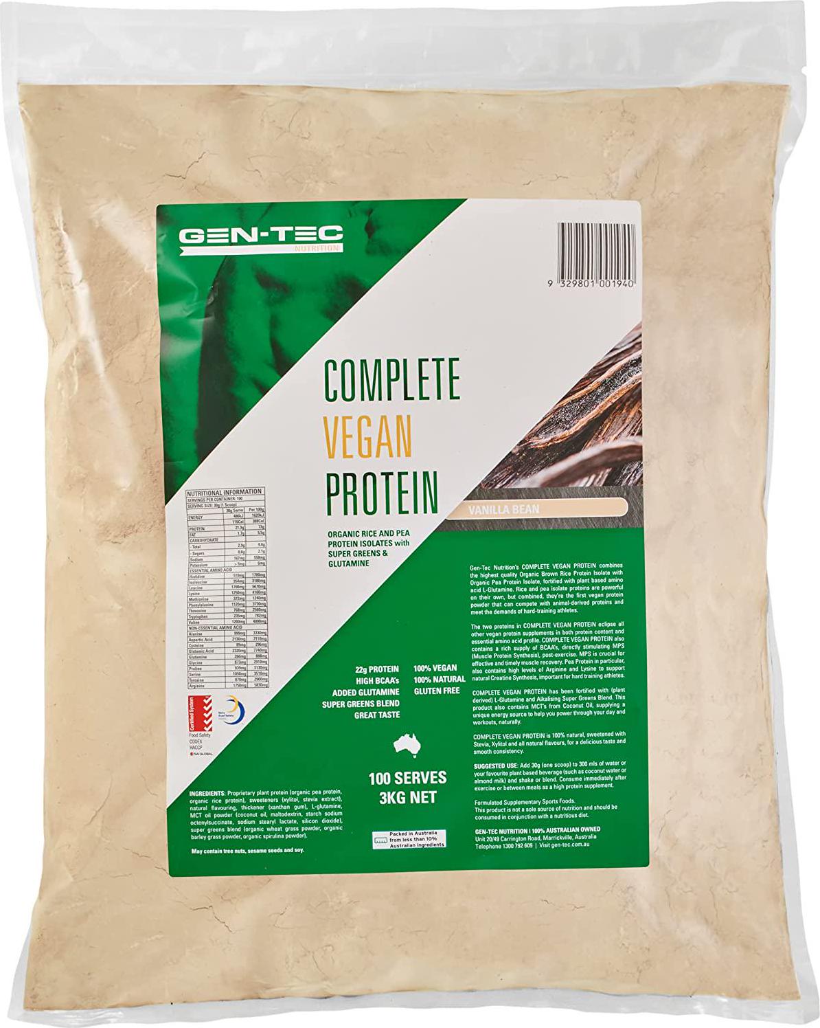 Gen-Tec Nutrition Vegan Protein Blend 3kg - Vanilla | Complete Plant-Based Protein Powder