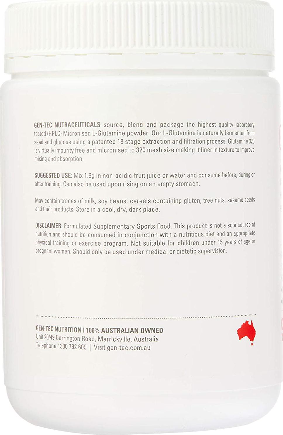 Gen-Tec Nutrition Glutamine Powder, 500 Grams