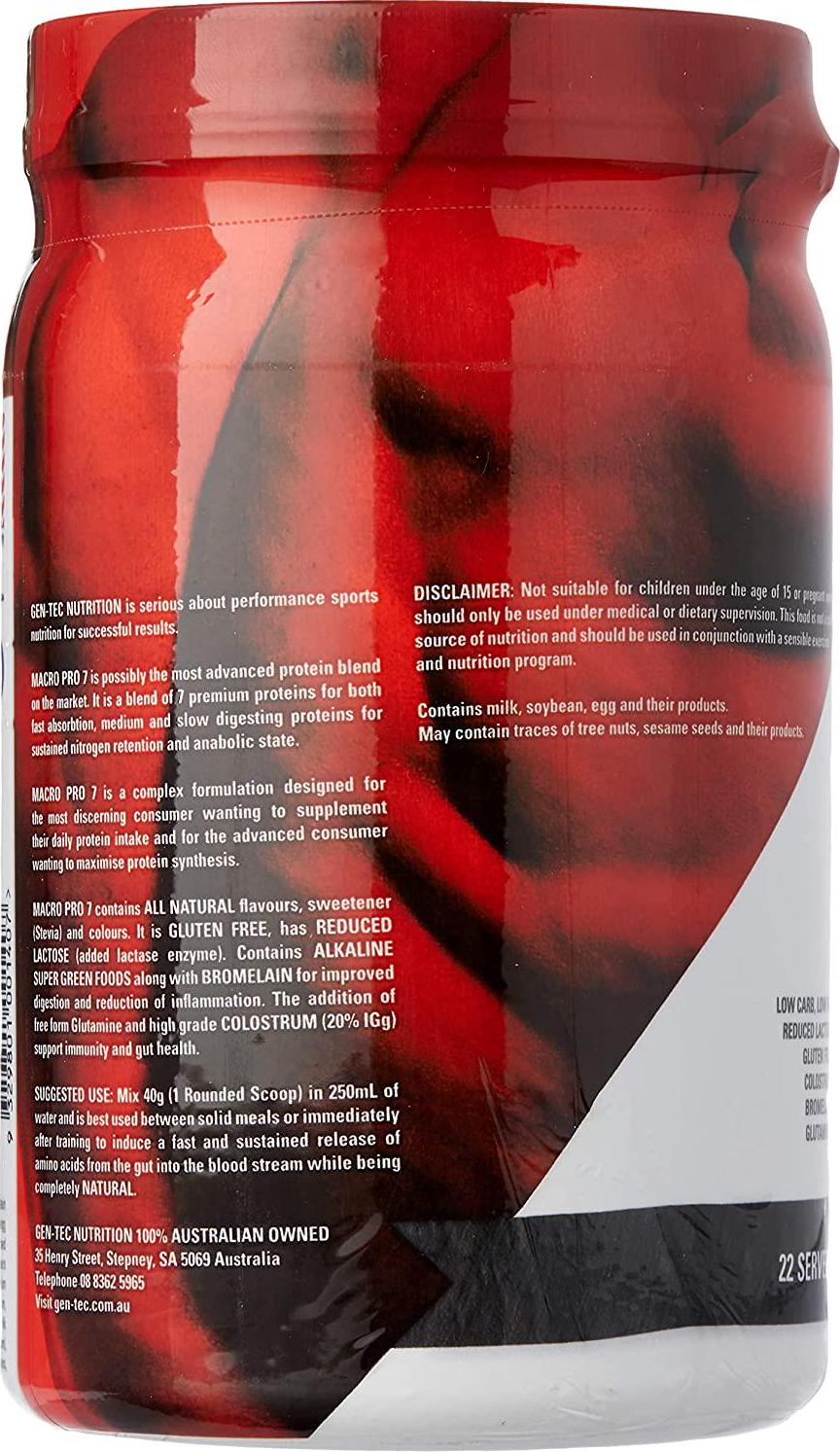 Gen-Tec Nutrition Macro Pro 7 Protein Chocolate Powder, 908 Grams